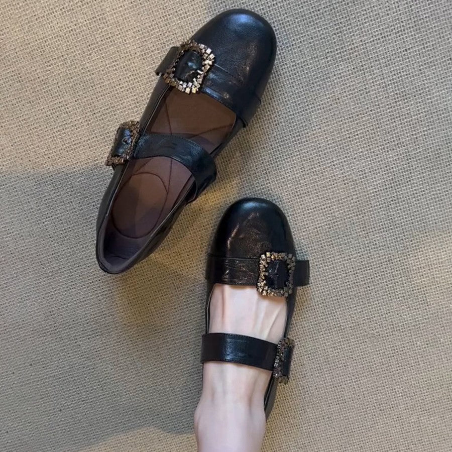 Damen Mary Jane Ballerinas mit funkelnden Schmuckdetails R&B