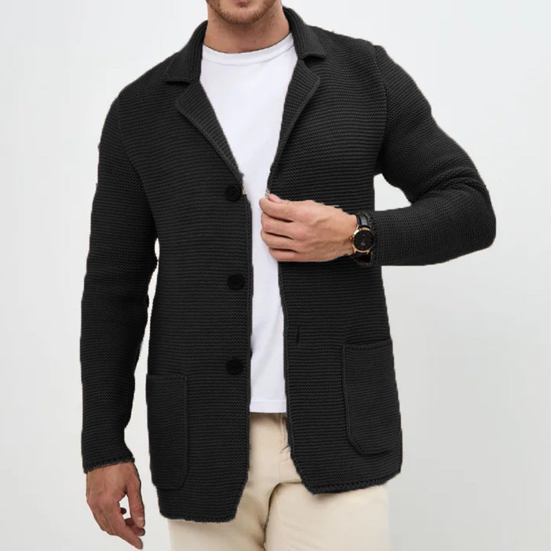 Herren Strickjacke mit warmem Schalkragen und praktischen Taschen R&B