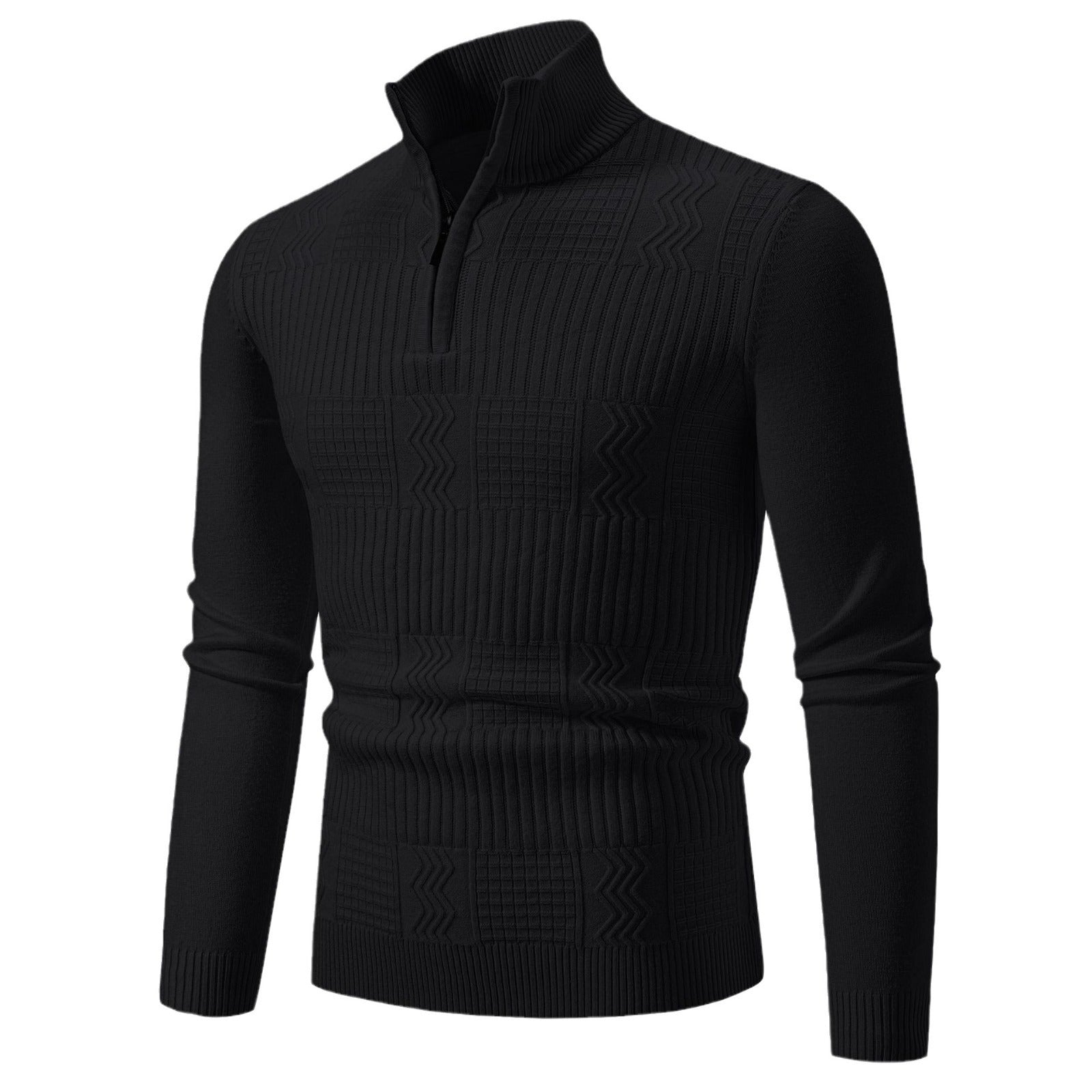 Herren Strickpullover mit modernem Stehkragen und strukturiertem Design