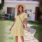 Damen Freizeitkleid mit Knopfverschluss und Volants R&B