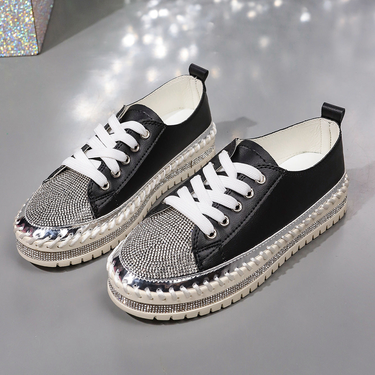 Damen modische Komfort-Sneaker mit Glitzer-Details und atmungsaktiver Sohle R&B