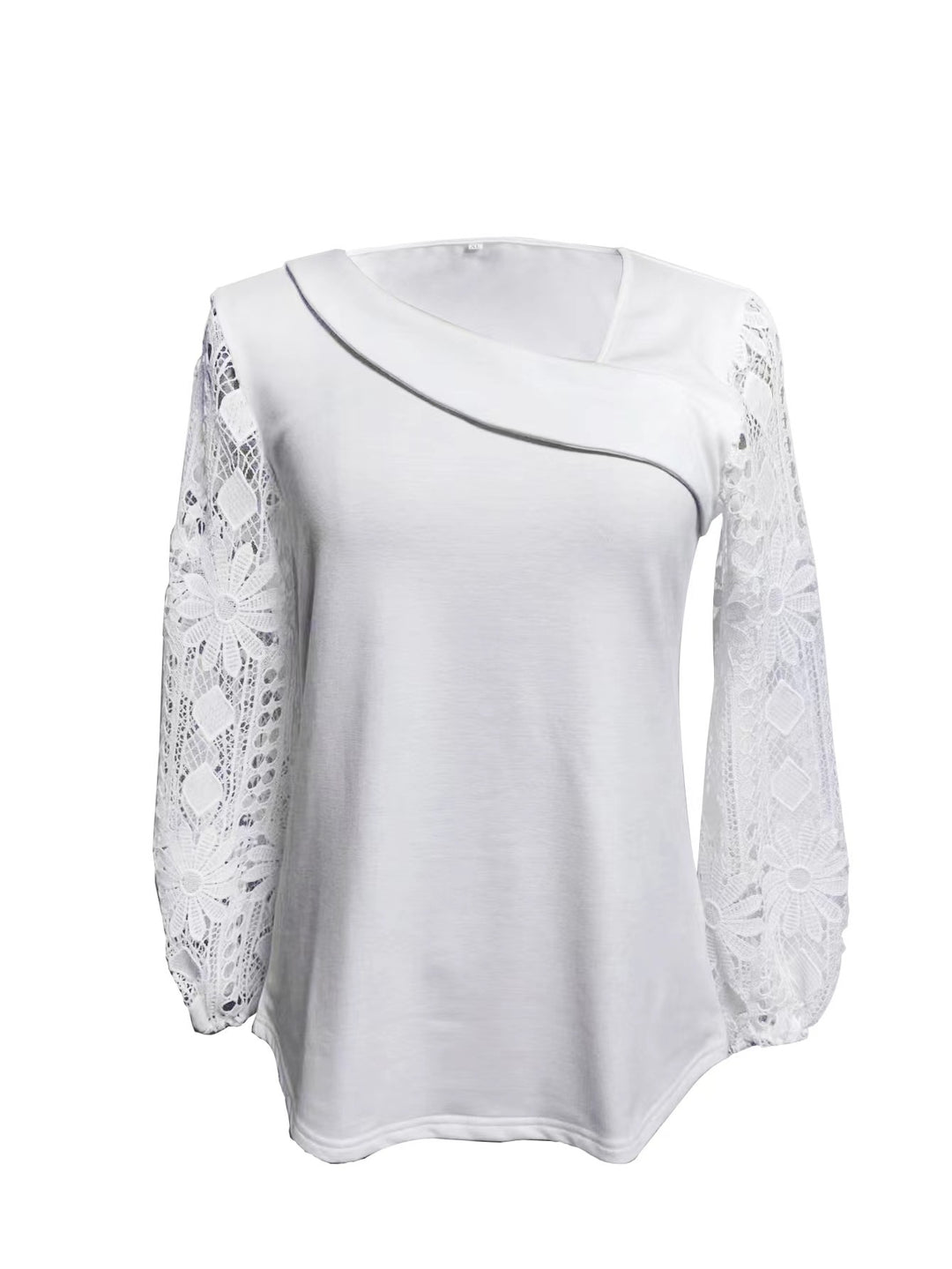 Damen Bluse mit modernen Spitzenärmel und elegantem V-Ausschnitt Heidi-Mode