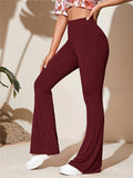 Damen Hochtaillierte Flared-Leggings aus Rippstrick R&B