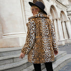 Damen Elegante Fleecejacke im Leopardenmotiv R&B