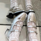 Damen elegante Ballerina-Schuhe mit dekorativen Schnallen R&B
