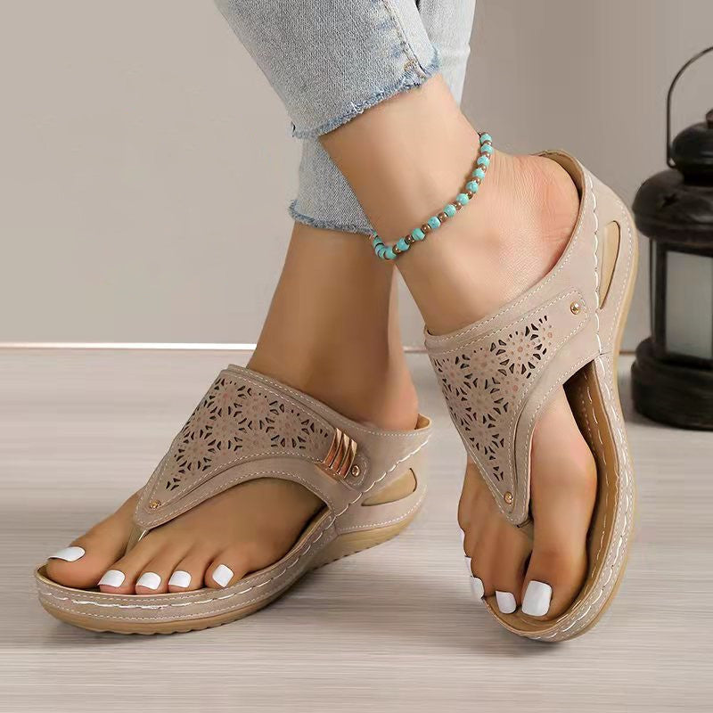 Damen nan ergonomische orthopädische Zehensteg-Sandalen mit gepolstertem Fußbett R&B