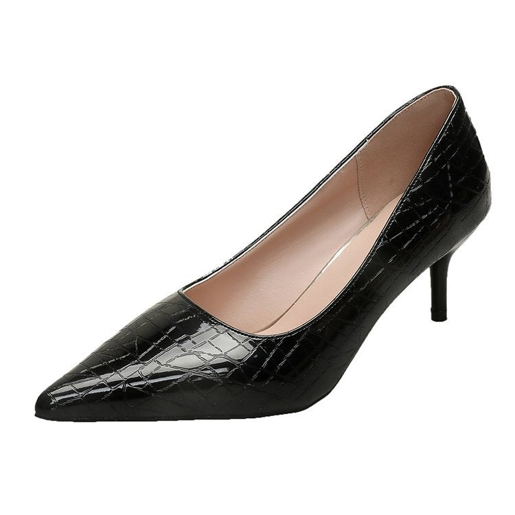 Damen elegante Spitzen-High Heels mit raffiniertem Schlangenleder-Effekt R&B