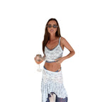 Damen romantisches Spitzen-Set mit Crop-Top und Maxirücke