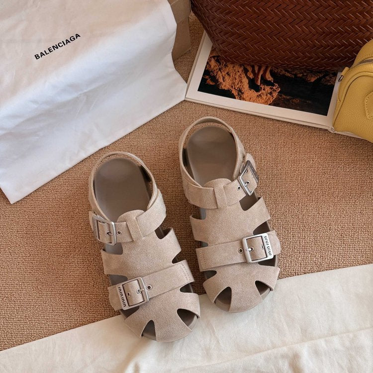 Damen modische Sandalen mit verstellbaren Schnallen und rutschfester Sohle R&B