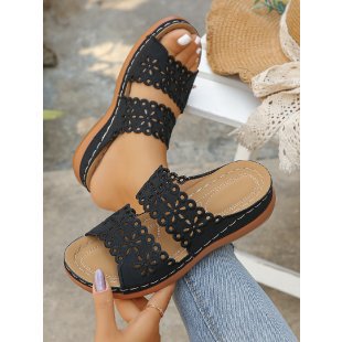 Damen elegante und luftige Sandalen mit floralem Riemendesign R&B
