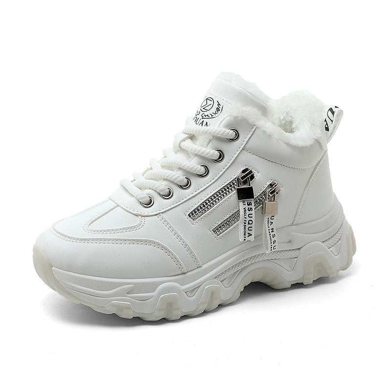 Damen gefütterte High-Top Sneakers mit modischem Design und praktischen Reißverschlussdetails R&B