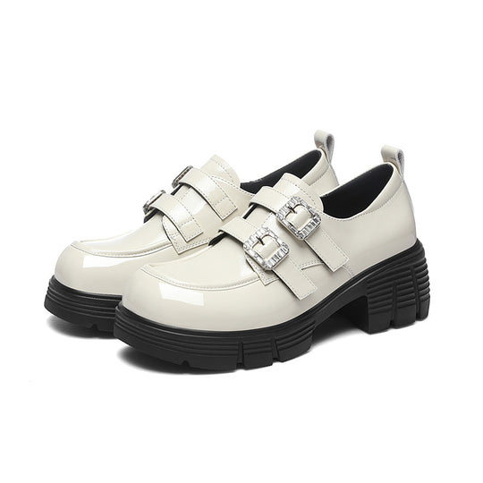 Damen Modische Plateau-Schnürschuhe mit doppeltem Riemenverschluss R&B