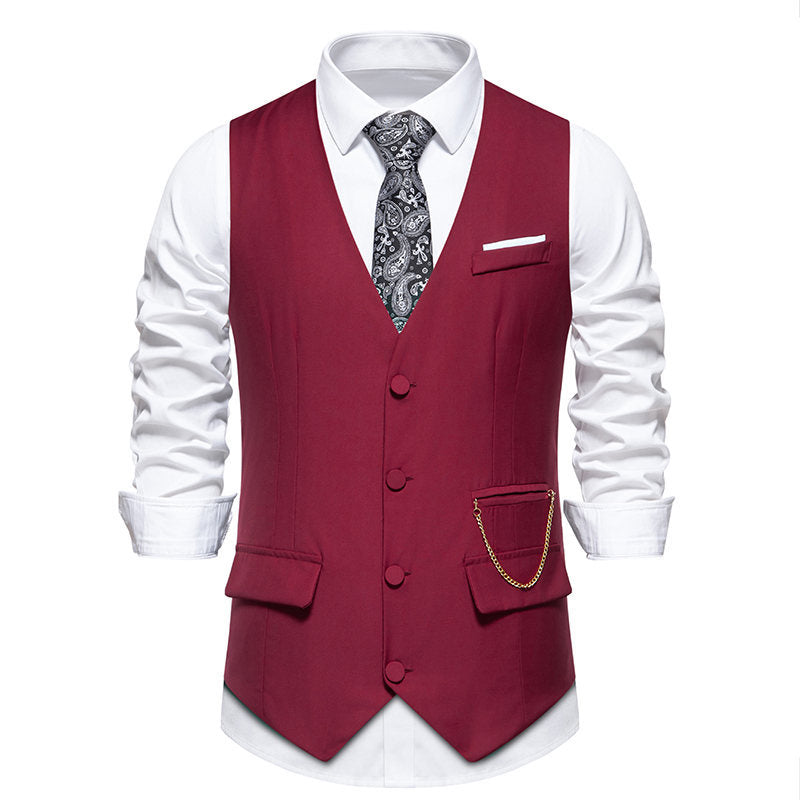 Herren elegante Anzugweste mit praktischen Taschen und modischem Design R&B