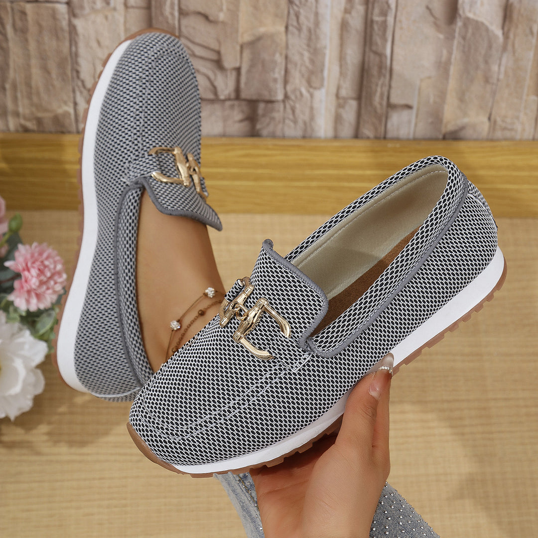 Damen Komfortable Slip-On Sneakers mit dekorativen Schnallen R&B