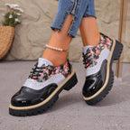 Damen Floral-Mokassins mit rutschfester Sohle und modischem Kontrasteinsatz R&B