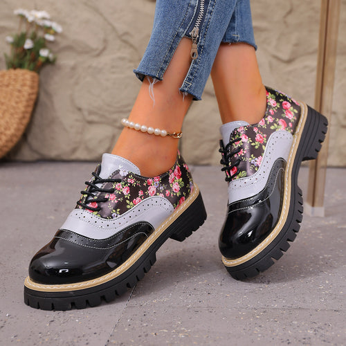 Damen Floral-Mokassins mit rutschfester Sohle und modischem Kontrasteinsatz R&B