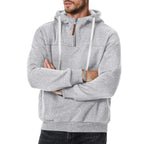 Herren nan Sweat-Halbzip mit strukturierter Innenseite, verstellbarer Kapuze und breitem Rippbund R&B