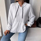Damen Kapuzenpullover mit strukturiertem Muster und praktischer Kängurutasche R&B