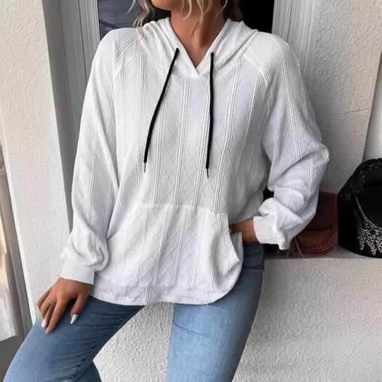 Damen Kapuzenpullover mit strukturiertem Muster und praktischer Kängurutasche R&B