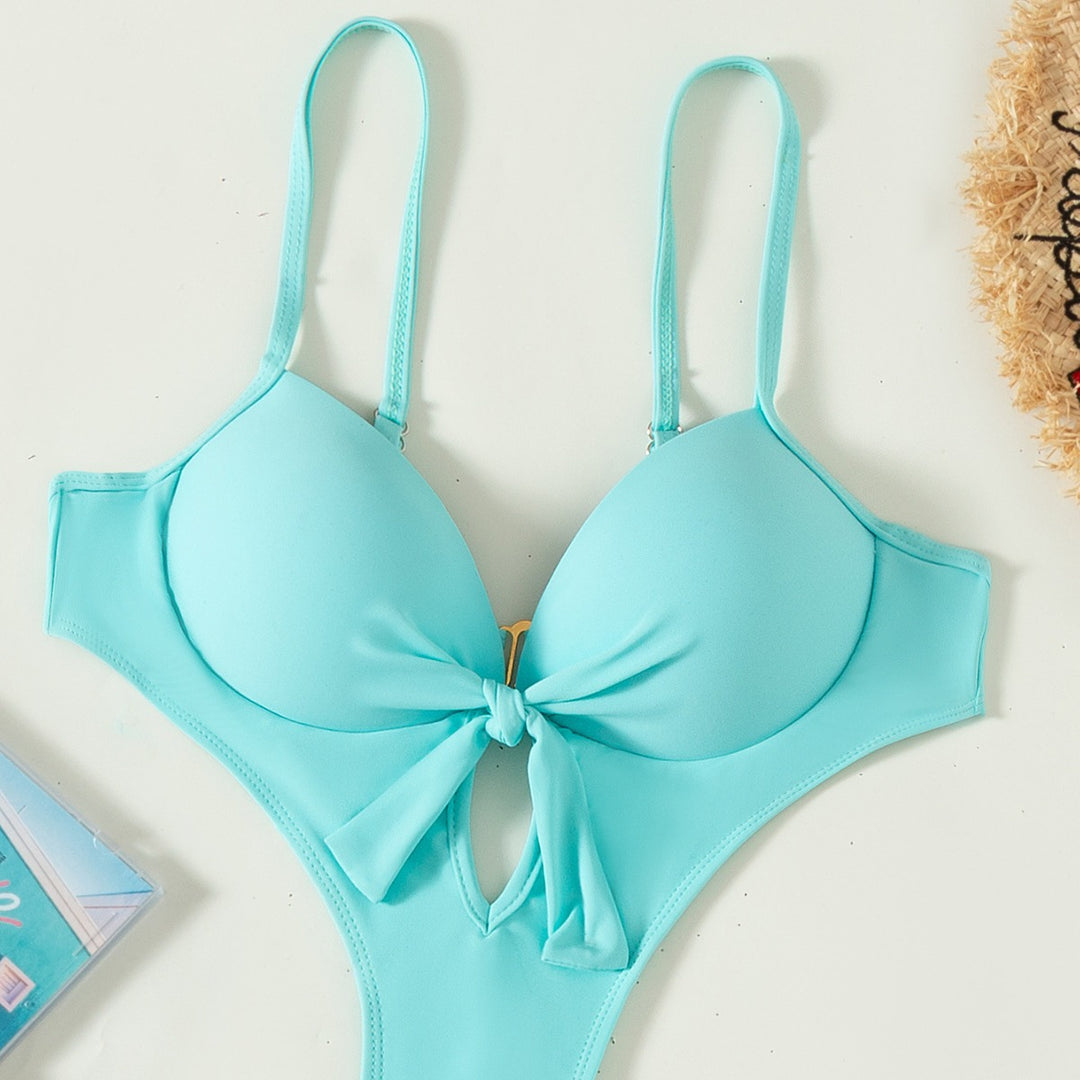 Damen Eleganter Cut-Out-Badeanzug mit Schleifendetail R&B