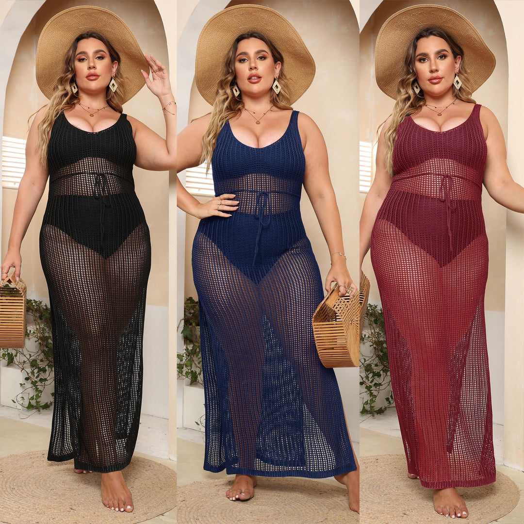 Damen transparentes Strandkleid mit seitlichen Schlitzen R&B