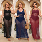 Damen transparentes Strandkleid mit seitlichen Schlitzen R&B