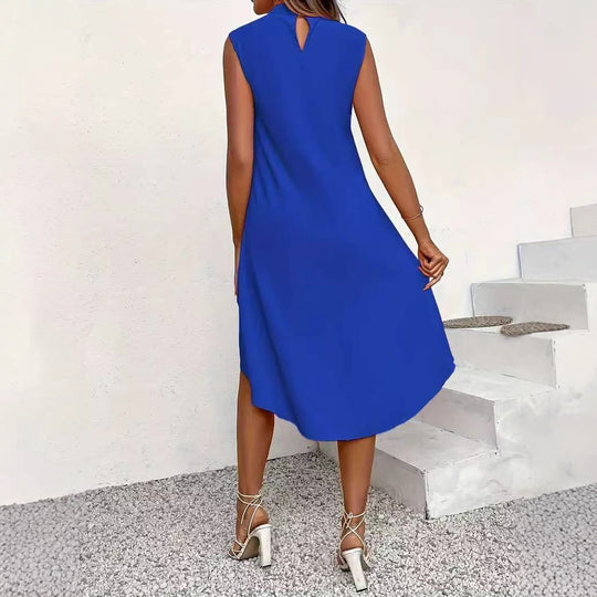 Damen asymmetrisches A-Linien Kleid mit schickem Schlüssellochausschnitt und fließendem Schnitt R&B