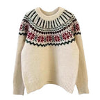Damen Strickpullover mit festlichem Norweger-Motiv und weitem Schnitt R&B