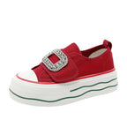 Damen Sneakers mit funkelndem Schnallen-Design und hoher Plattform R&B