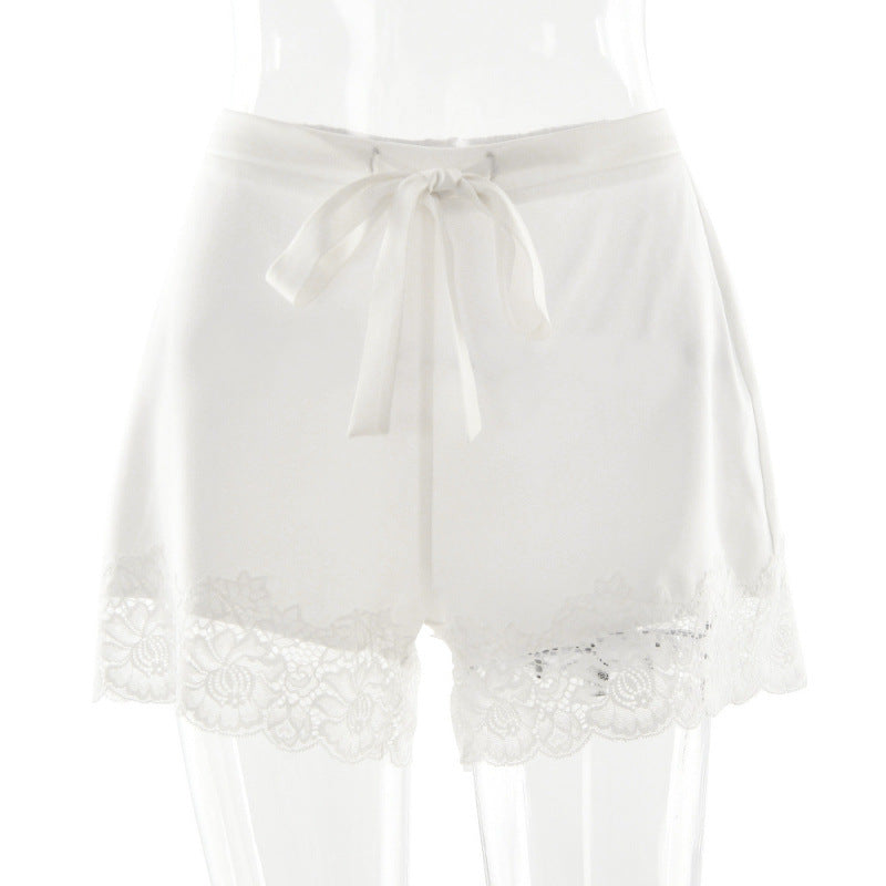 Damen Luxus Nachtshorts mit eleganter Spitzendetail R&B