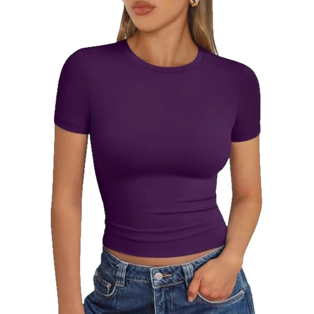 Damen figurbetontes Kurzarmshirt aus elastischem Material R&B