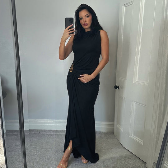 Damen Figurbetontes Maxikleid mit asymmetrischem Design und eleganten Raffungen R&B