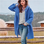 Damen Oversized Wollmantel mit praktischem Knopfverschluss R&B