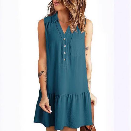Damen Blusenkleid mit Rüschen und Taschen R&B