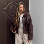 Damen cropped jacke mit robustem Kragen und praktischen Taschen R&B