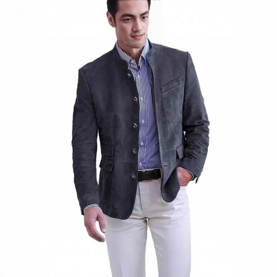 Herren elegante Wildlederjacke im modernen Design R&B