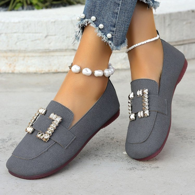 Damen elegante Mokassins mit funkelndem Schmuckdetail R&B