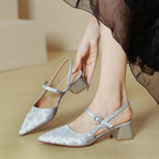 Damen Slingback-Pumps mit elegantem Riemen und blockiertem Absatz