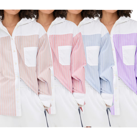 Damen elegante Satinbluse mit Puffärmeln und modernem Kragen R&B