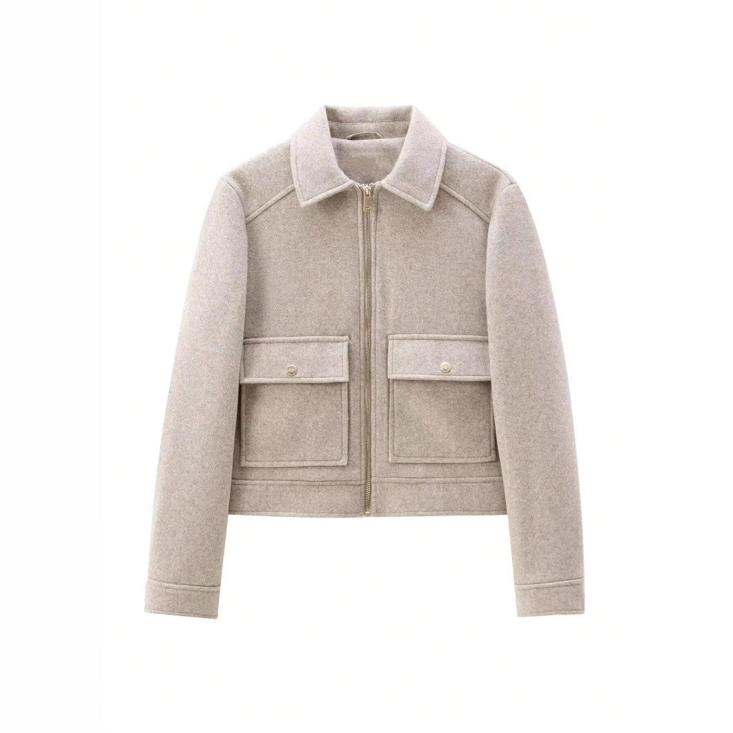 Damen modische kurz geschnittene Jacke mit praktischen Pattentaschen R&B