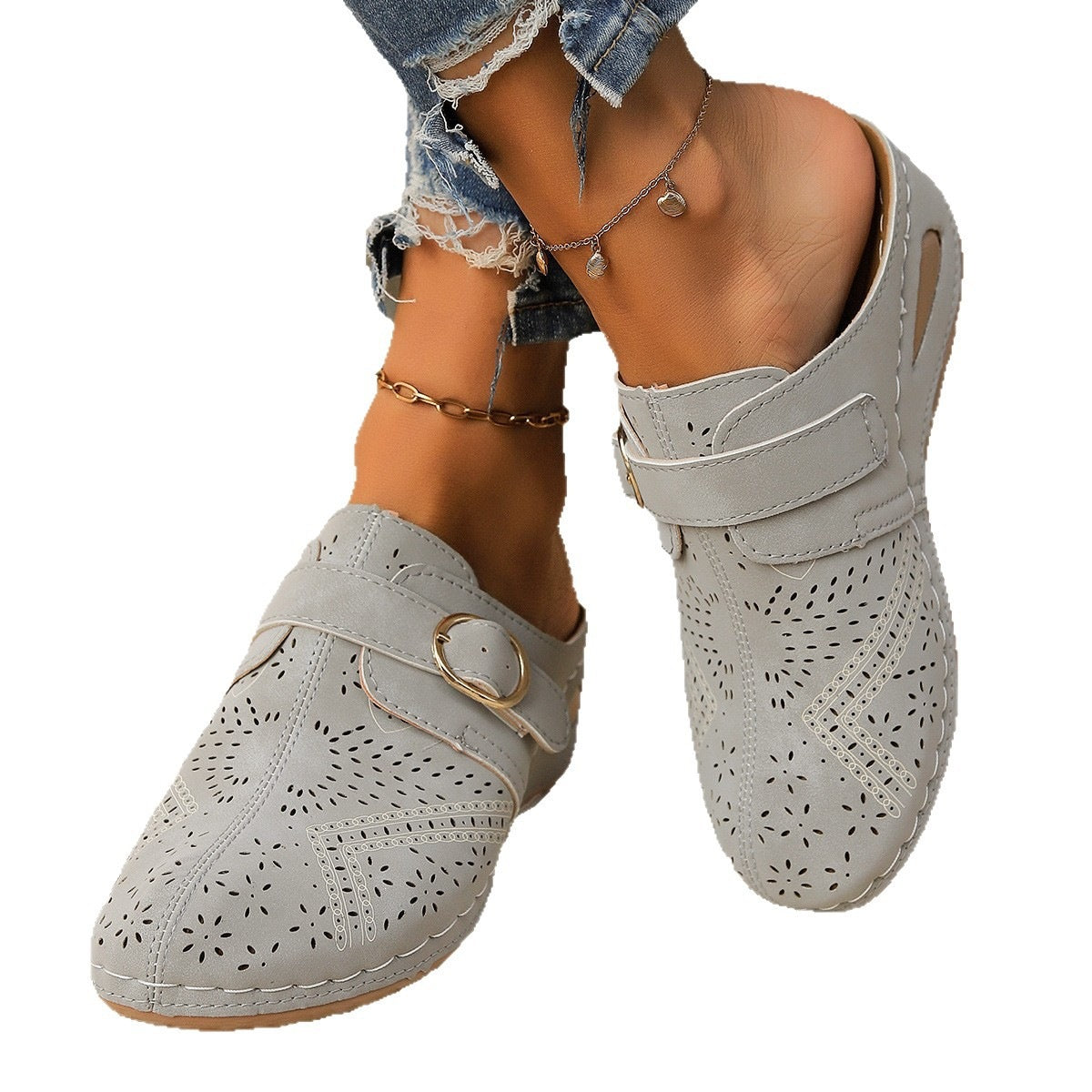 Damen modische Mokassins mit luftiger Perforation und dekorativem Schnürdesign R&B