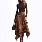 Damen asymmetrischer Wickelrock mit dekorativen Quasten R&B
