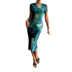 Damen Bodycon Kleid mit modernem Tie-Dye-Muster R&B