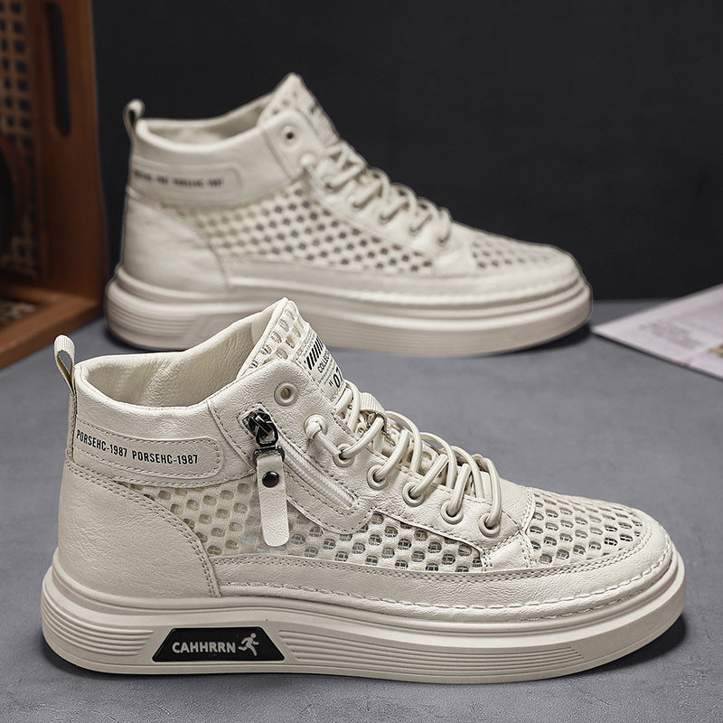 Damen modische High-Top Sneakers mit atmungsaktivem Netzdesign und rutschfester Laufsohle R&B