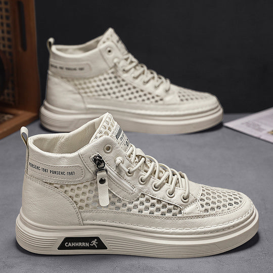 Damen modische High-Top Sneakers mit atmungsaktivem Netzdesign und rutschfester Laufsohle R&B