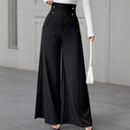 Damen Hochtaillierte Palazzo-Hose mit dekorativen Knöpfen R&B