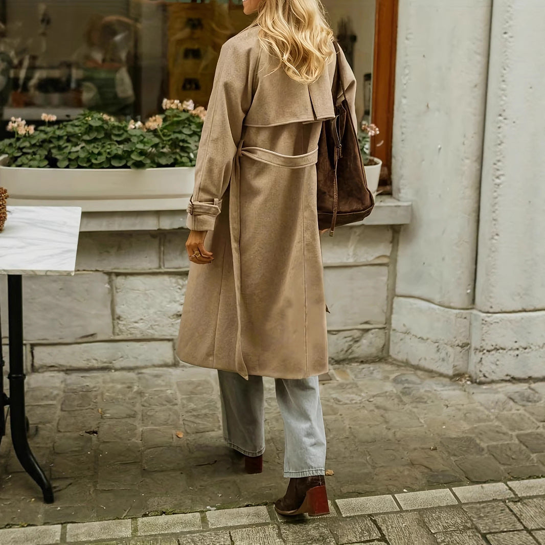 Damen eleganter Wollmantel mit praktischem Gürtel R&B