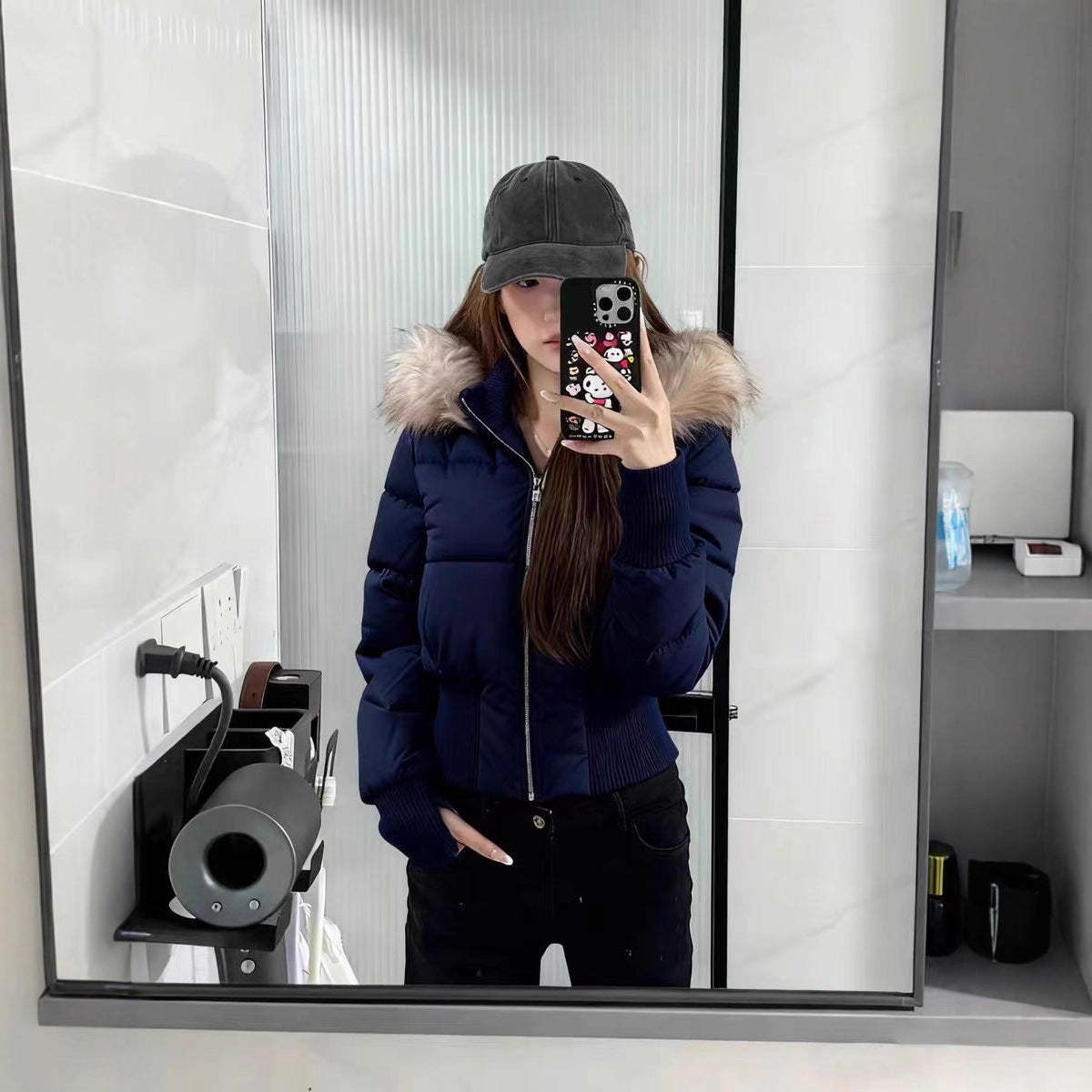 Warm Leicht Gesteppt Abnehmbare Kapuze Winterjacke Damen | R&B