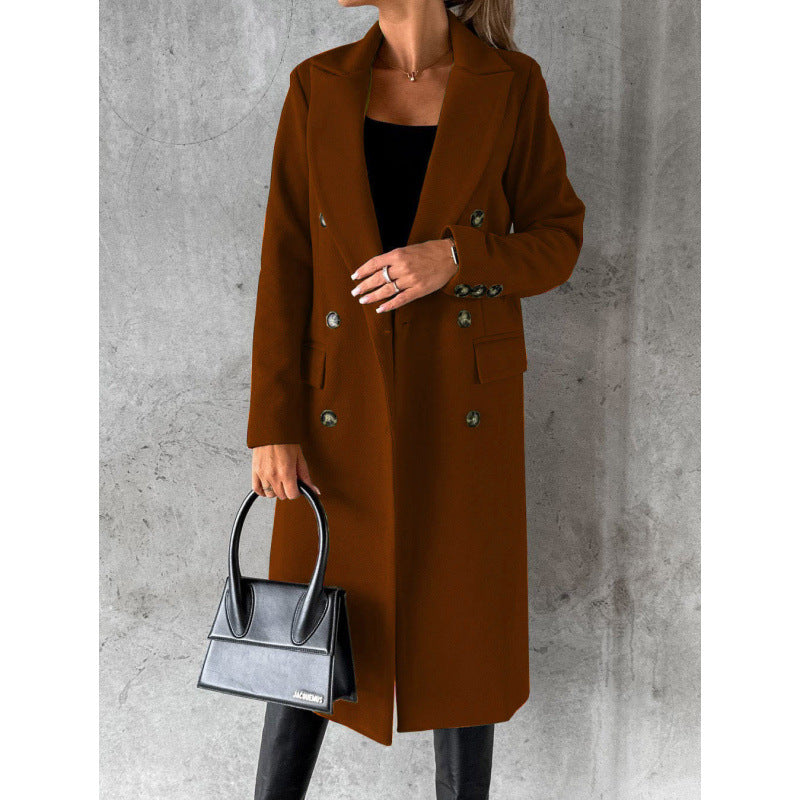 Damen Eleganter Doppelreihiger Mantel mit hochmodernem Schnitt R&B