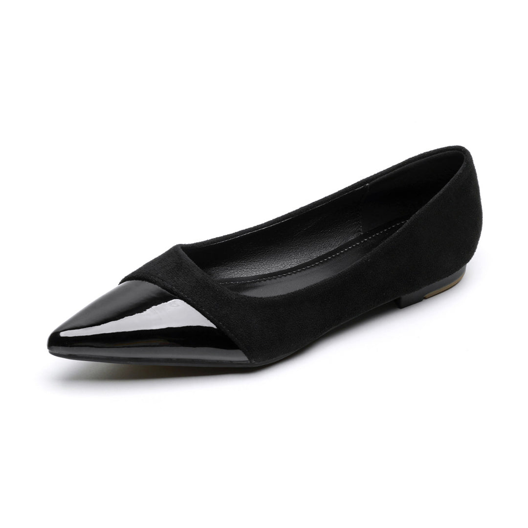 Damen elegante Ballerinas mit spitzem Zehendesign und schimmerndem Lackeinsatz R&B